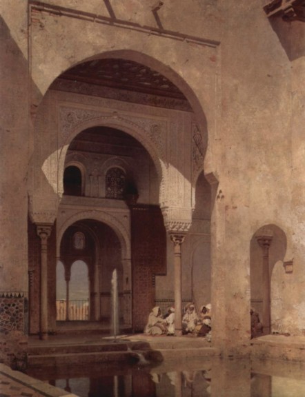 Adolf Seel „In der Alhambra“ (Öl auf Leinwand, 1886, 55 cm x 35 cm, Museum Kunstpalast Düsseldorf)