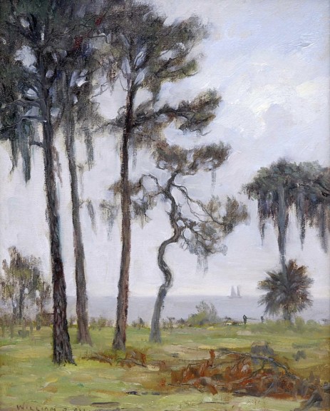 William Silva „Kiefern am Golf“ (Öl auf Leinwand, The Johnson Collection)