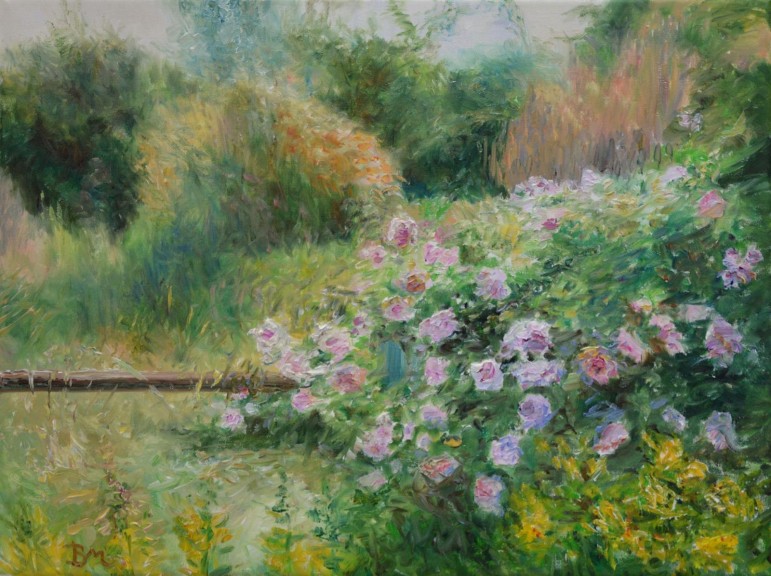 Brunhild Schwertner „Rose Fantin Latour“ (Öl auf Leinwand, 30 cm x 40 cm)