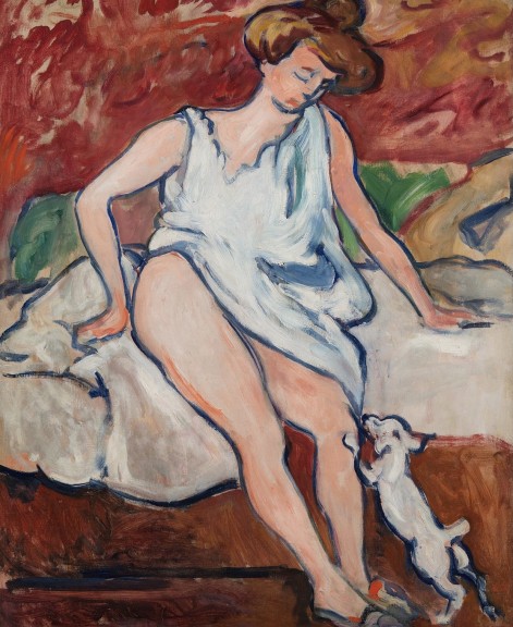 Louis Valtat „Frau mit Hund“ (Öl auf Leinwand, ca. 1902, 92 cm x 73 cm, Privatsammlung)