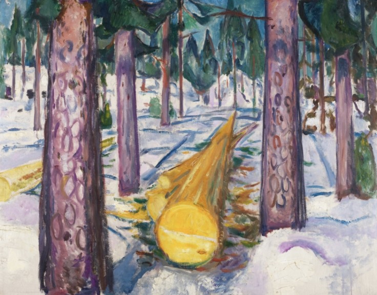 Edvard Munch „Der gelbe Baumstamm“ (Öl auf Leinwand, 1912, 129,5 cm x 159,5 cm, Munch Museum Oslo)