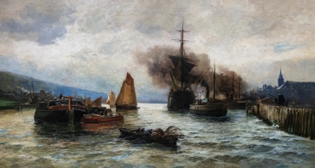 Jaime Morera y Galicia „Umgebung von le Havre“ (Öl auf Leinwand, 1884, Museu d'Art Jaume Morera, Lleida)