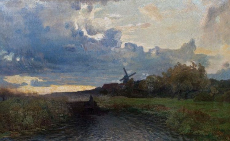 Franz Bunke „Abendstimmung auf dem Lande“ (Öl auf Leinwand)