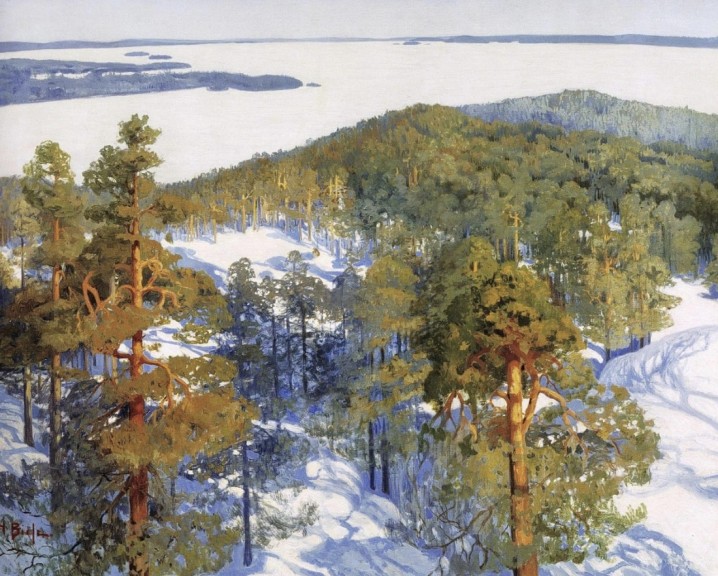 Helmi Biese „Winteransicht von Pyynik“ (Öl auf Leinwand, 1900, 80 cm x 115 cm, Kunstmuseum Ateneum, Helsinki)