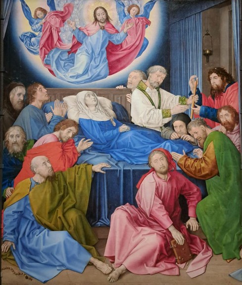 Hugo van der Goes „Marientod“ (Öl auf Holztafel, ca. 1475-80, Groeningemuseum Brügge)