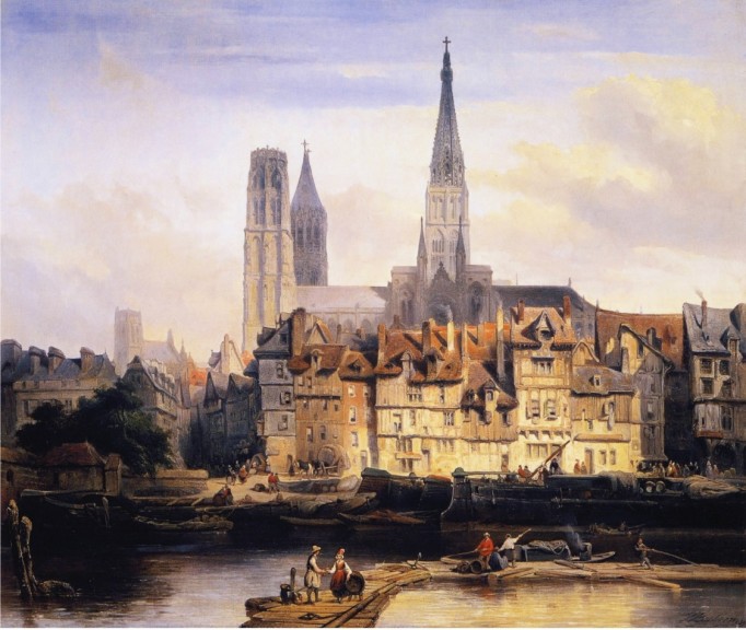 Johannes Bosboom „Ansicht des Pariser Kais und der Kathedrale von Rouen“ (Öl auf Leinwand, 1839, 88 cm x 105 cm, Rijksmuseum Amsterdam)