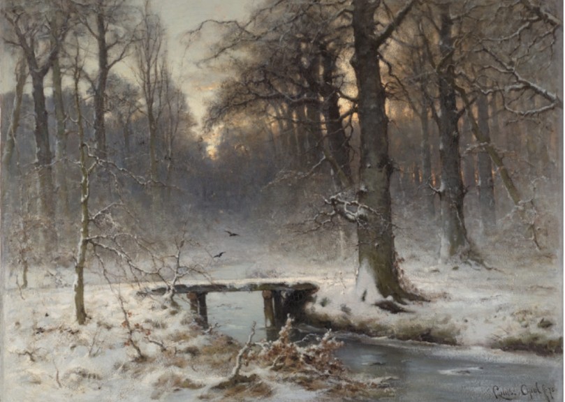 Louis Apol „A January Evening in the Haagse Bos“ (Öl auf Leinwand)