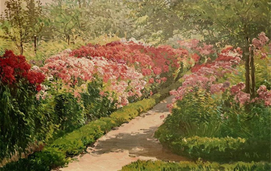Max Koch „Gartenweg mit Phlox“ (Öl auf Leinwand, 1908)