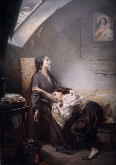 Octave Tassaert „Eine unglückliche Familie, oder: Der Selbstmord“ (Öl auf Leinwand, 1849, 114 cm x 78,5 cm, Musée d'Orsay, Paris)