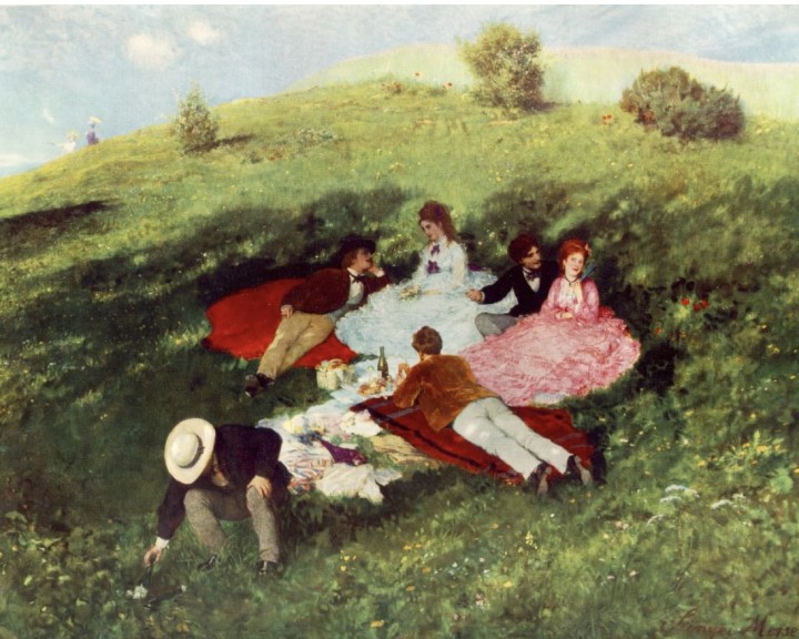 Pál Szinyei Merse „Picknick im Mai“ (Öl auf Leinwand, 1873, 128 cm x 163,5 cm, Ungarische Nationalgalerie, Budapest)