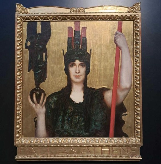 Franz von Stuck „Pallas Athene“ (Öl auf Holz, 1898, 77 cm × 69,5 cm, Museum Georg Schäfer, Schweinfurt)